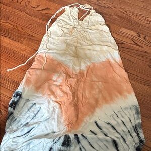 Women’s Backless Tie-Dye Halter Dress in Cream, Peach & Black